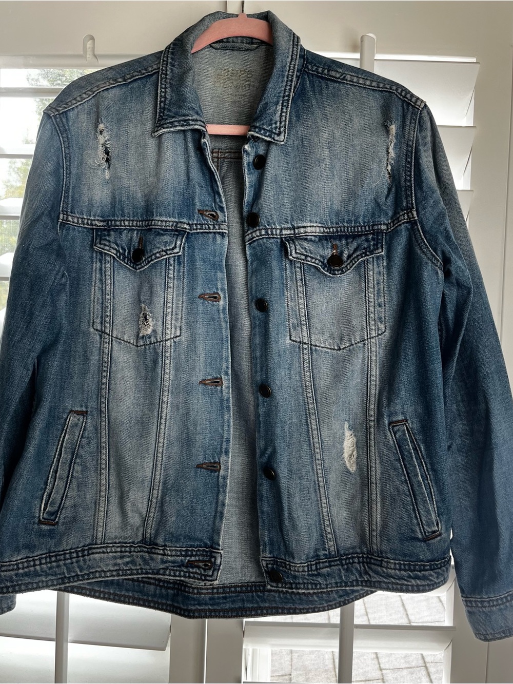 ZARA-Z1975 Distressed Denim Jacket - Blue